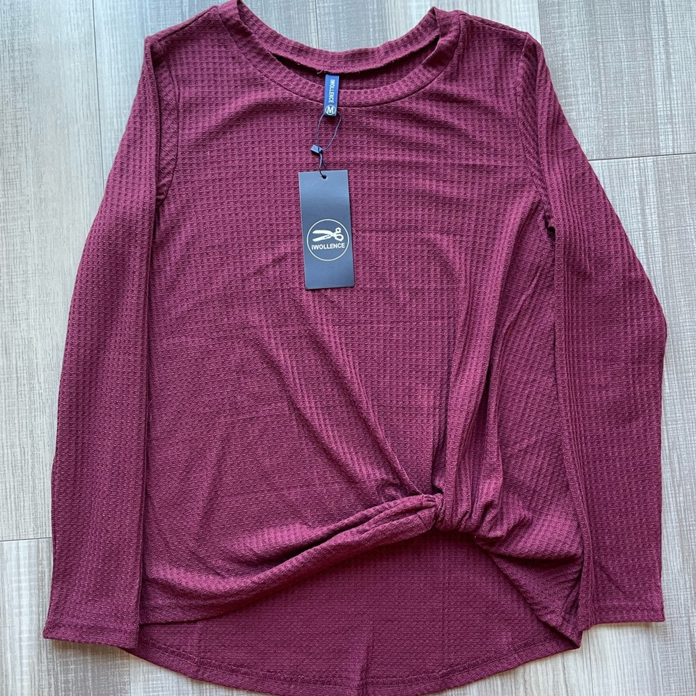 Iwollence Burgundy Waffle Top